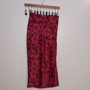 Urban Outfitters Pink and Burgundy Floral Maxi Skirt